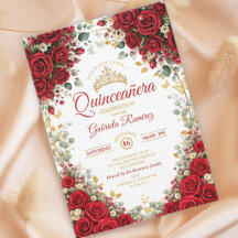 Elegante rote Rosen goldene Schmetterlinge Quincea