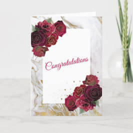 Elegante Rote Rosen Goldmedaille Hochzeit Karte