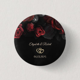 Elegante Rote Rosen Gotische Hochzeit Button