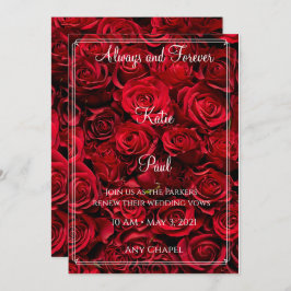 Elegante Rote Rosen Hochzeit Einladung