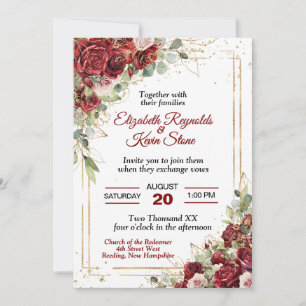 Elegante Rote Rosen Hochzeit Einladung