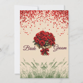 Elegante rote Rosen Hochzeits-Einladung Einladung