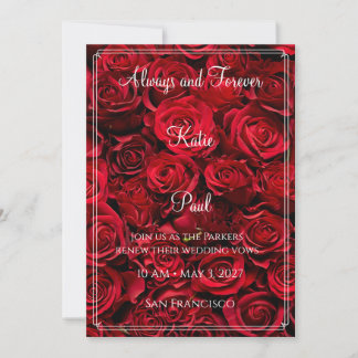 Elegante rote Rosen Hochzeits-Einladung | Kühne Fl Einladung