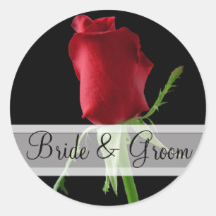 Elegante rote Rosen Hochzeitsaufkleber Runder Aufkleber