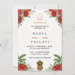 Elegante rote Rosen-Indische Hochzeitseinladungska Einladung