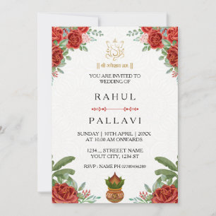 Elegante rote Rosen-Indische Hochzeitseinladungska Einladung