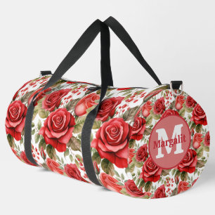 Elegante Rote Rosen Muster Große Duffeltasche Duffle Bag