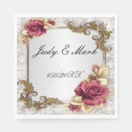 Elegante Rote Rosen Paper Napkins Serviette