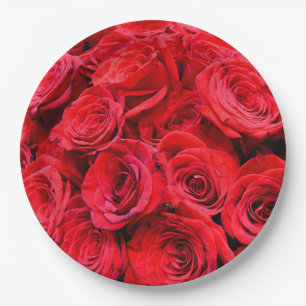 Elegante rote Rosen Rote Blume Rote Blüte Pappteller