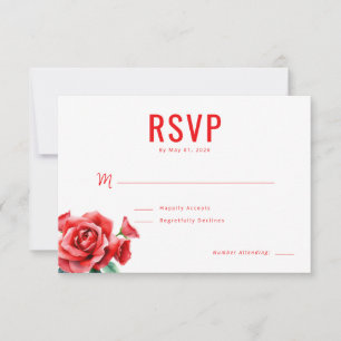 Elegante rote Rosen RSVP Karte