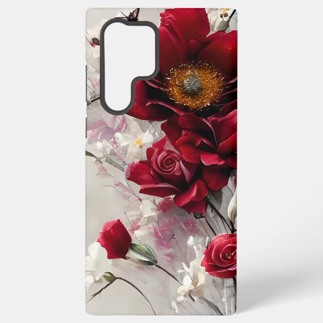 Elegante Rote Rosen und Blume Smartphone-Fall Samsung Galaxy Hülle (Rückseite)