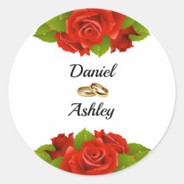 Elegante Rote Rosen und Ring-Umschlag Aufkleber