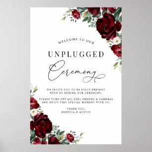 Elegante Rote Rosen Unplugged Zeremony Wedding Sig Poster