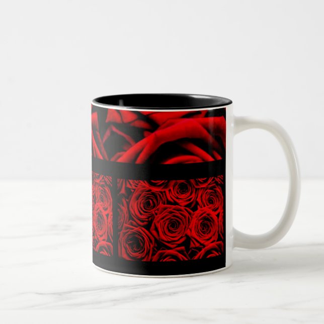 Elegante Rote Rosen Zweifarbige Tasse (Rechts)