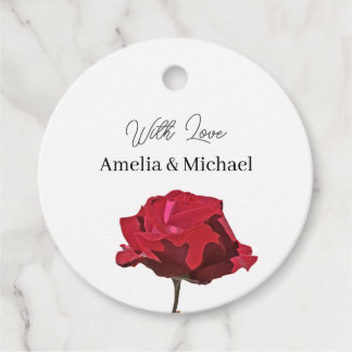 Elegante rote Rosenhochzeit Geschenkanhänger