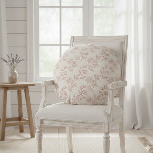 Elegante rote Rosenpapier-Chintz Rundes Kissen