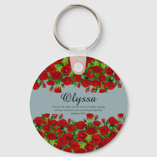 Elegante rote Rosenrand-Garten-Themene mit individ Schlüsselanhänger