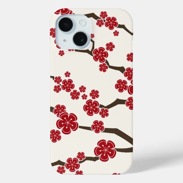 Elegante Rote Sakura Kirchenbronzern Blume Moderne Case-Mate iPhone Hülle (Rückseite)