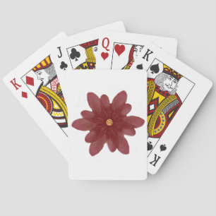 Elegante rote Samtblume auf Schwarz   Dunkle Blume Spielkarten
