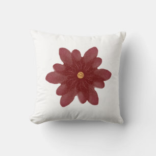 Elegante rote Samtblume auf Schwarz   Dunkle Blüte Kissen