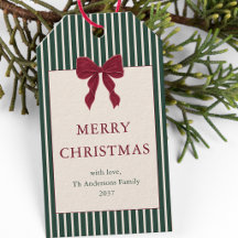 Elegante rote Schleife grüne Streifen Weihnachten