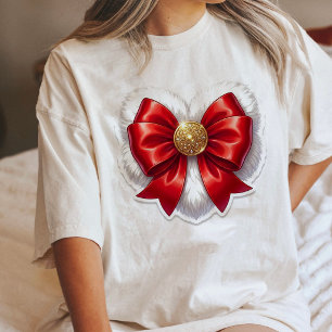Elegante rote Schleife Herz mit goldenem Knopf Tri-Blend Shirt