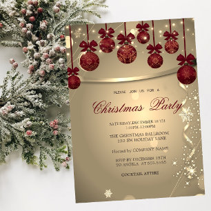 Elegante rote Schleife, Konfettifirma Weihnachtsfe Einladung