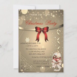 Elegante rote Schleife, Konfettifirma Weihnachtsfe Einladung
