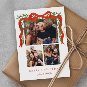 Elegante rote Schleife mit Grün 3 Foto Weihnachten