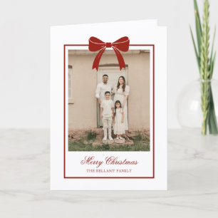 Elegante rote Schleife moderne Foto Weihnachten Karte