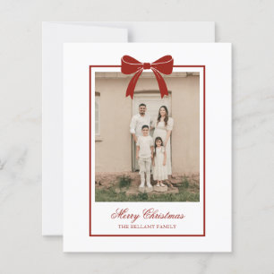 Elegante rote Schleife moderne Foto-Weihnachtskart