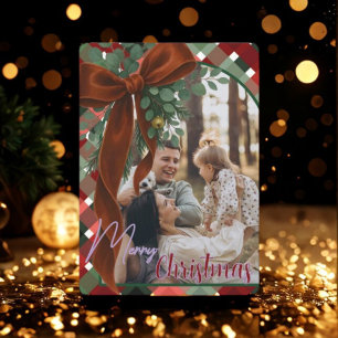 Elegante rote Schleife Weihnachten Zwei Fotos