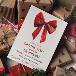 Elegante rote Schleife Weihnachtsfeier Einladung