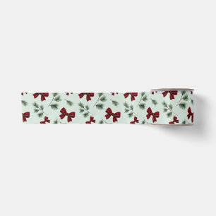 Elegante rote Schleife Wintergrün Satinband