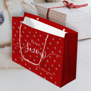 Elegante rote Schneeflocken und Punkte nach Maß Große Geschenktüte
