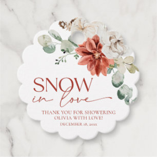 Elegante rote Schneeliebe Winter Brautparty Geschenkanhänger