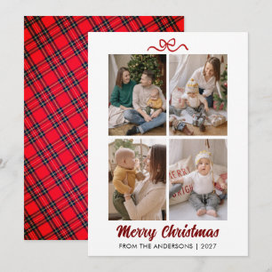 Elegante rote Schrift Frohe Weihnachten 4-Foto-Col