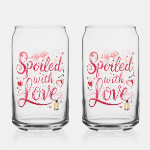 Elegante rote Schrift mit Champagner Dosenglas