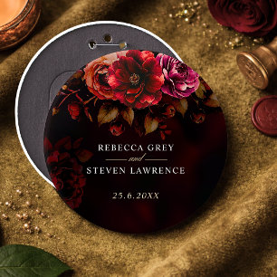 Elegante rote schwarze melancholische florale Hoch Button