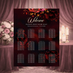 Elegante rote schwarze stimmungsvolle florale Hoch Poster