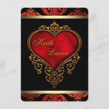 Elegante rote, schwarze und goldene Hochzeit