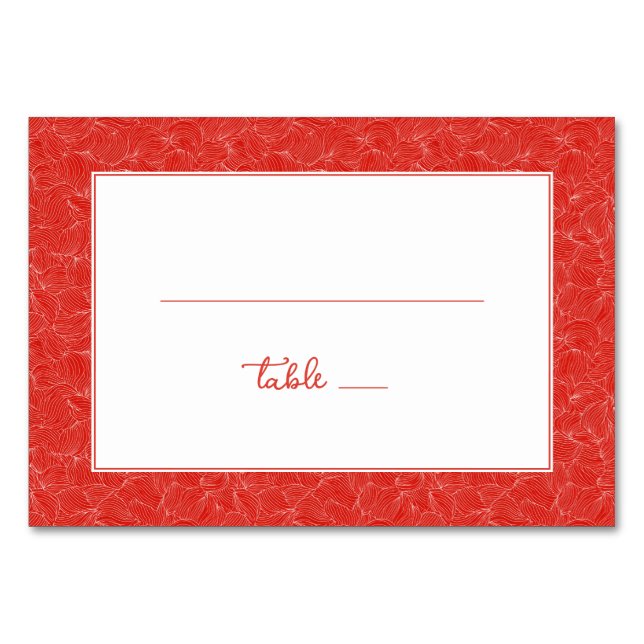 Elegante rote Schwünge Tischnummer (Vorderseite)