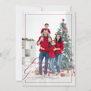 Elegante rote Seitenskript-Weihnachtsgrüße Foto Feiertagskarte
