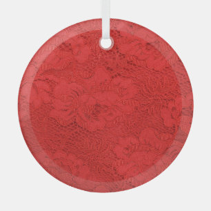 Elegante rote Spitze, nahtlose Textur Ornament Aus Glas
