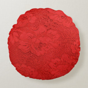 Elegante rote Spitze, nahtlose Textur Rundes Kissen