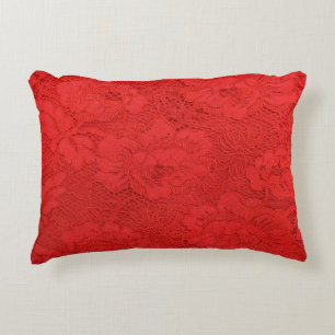 Elegante rote Spitzen, nahtlose Textur Dekokissen
