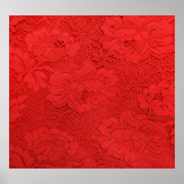 Elegante rote Spitzen, nahtlose Textur Poster (Vorne)