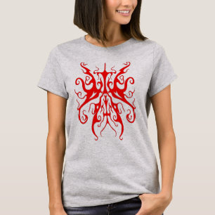Elegante rote Stammesmaske abstraktes Design T-Shirt