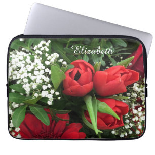 Elegante rote Tulpe-personalisierte Laptop-Hülse Laptopschutzhülle