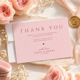 Elegante rote Typografie Blush-Rosa Hochzeit Dankeskarte